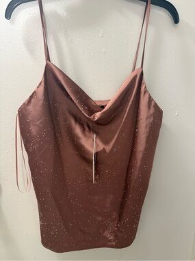 Bloomingdale's Dusty Rose Satin Camisole with Sparkle